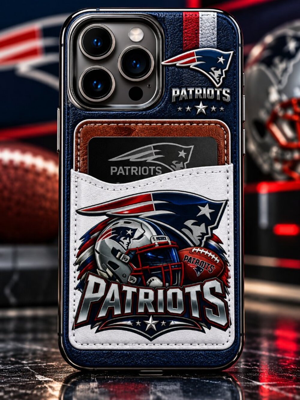 New England Patriots Phone Card Holder, Stick-On Wallet for iPhone